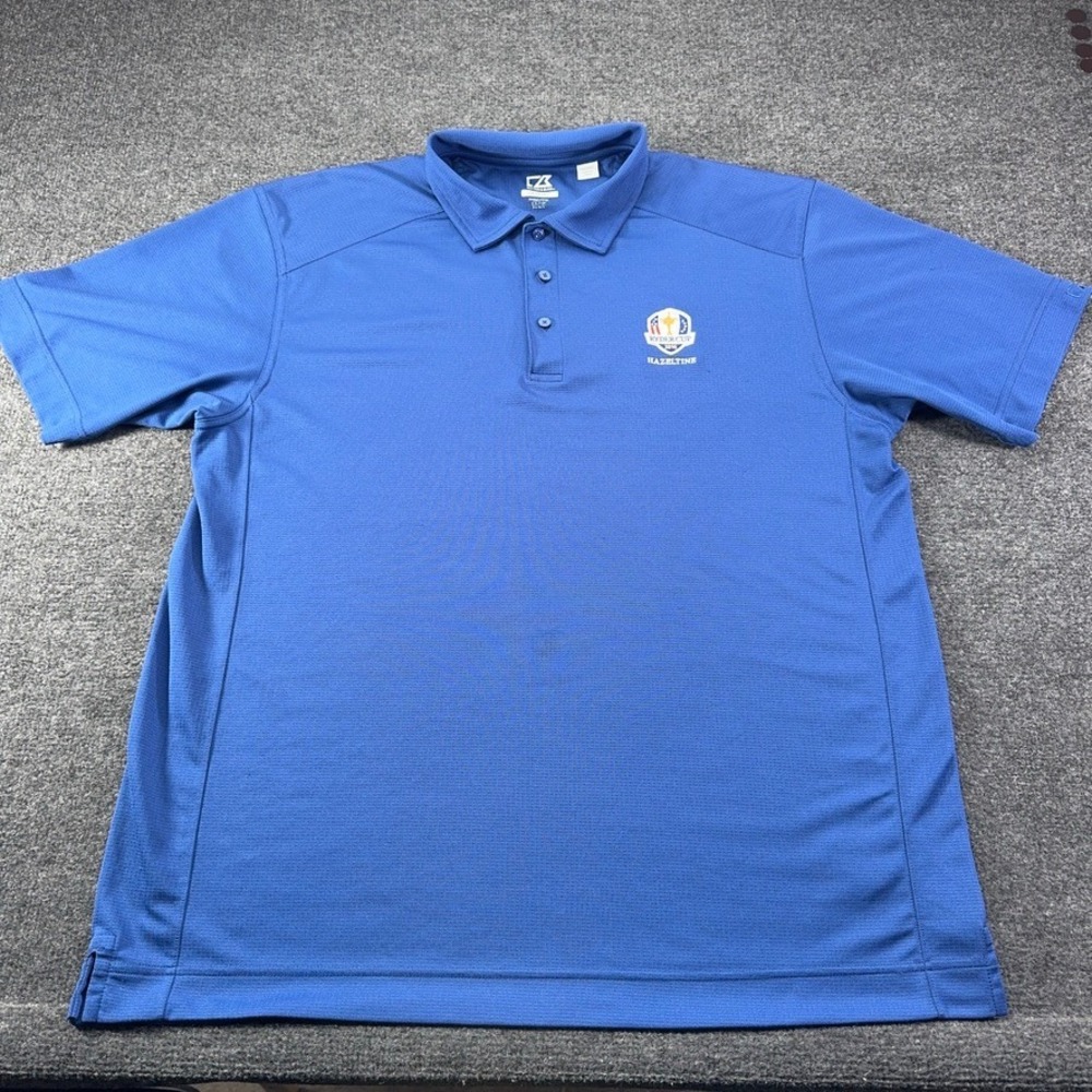 Cutter & Buck Mens Ryder Cup 2016 Hazeltine Polo Shirt Blue XL CB DryTec Golf